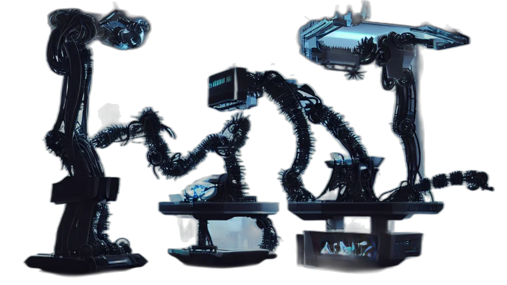 robot, concept art, 3d render, cyberpunk transparent PNG cut-out