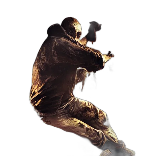weapon, staff, jacket, mask transparent PNG cut-out