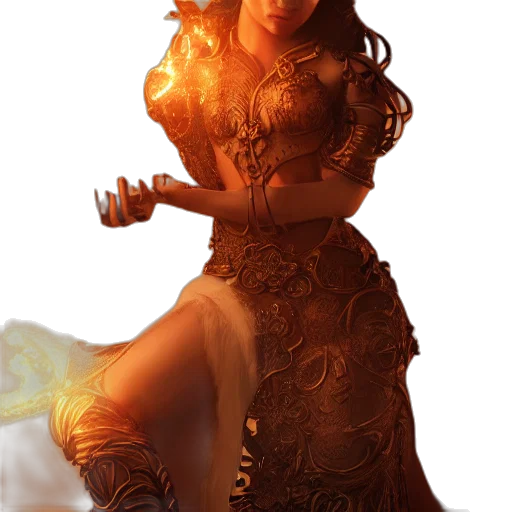 dress, staff, dragon, fantasy art transparent PNG cut-out