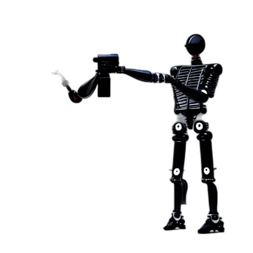 robot, staff, concept art, 3d render transparent PNG cut-out