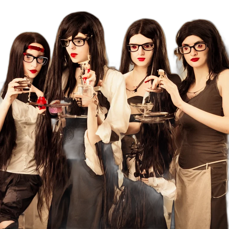 hair, concept art, three, friends transparent PNG cut-out