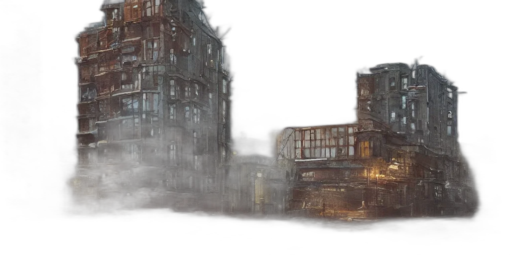 building, concept art, watercolor, photorealistic transparent PNG cut-out