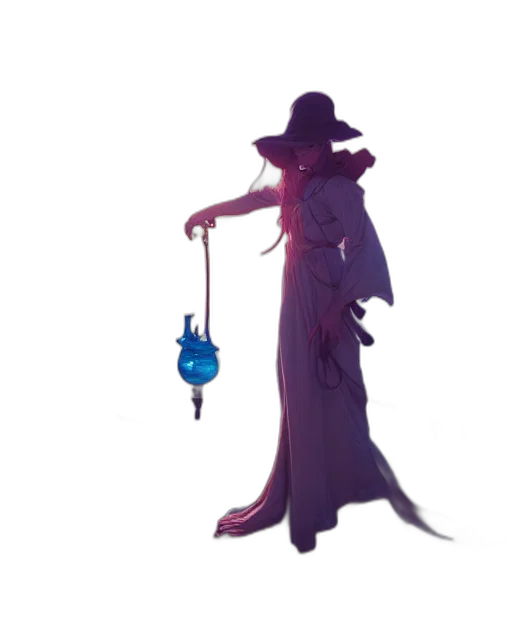 staff, hat, weapon, dress transparent PNG cut-out