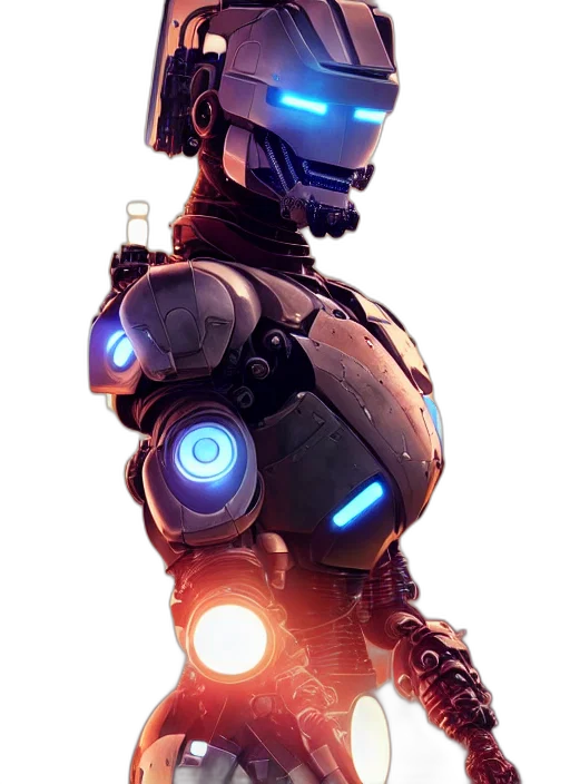 robot, concept art, cyberpunk, 3d render transparent PNG cut-out