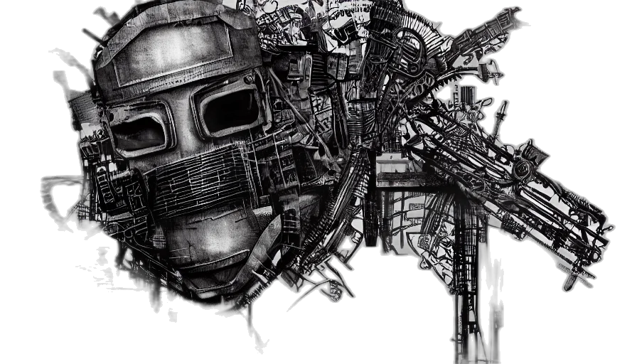 robot, mask, weapon, face transparent PNG cut-out