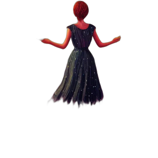 dress, crown, hair, staff transparent PNG cut-out