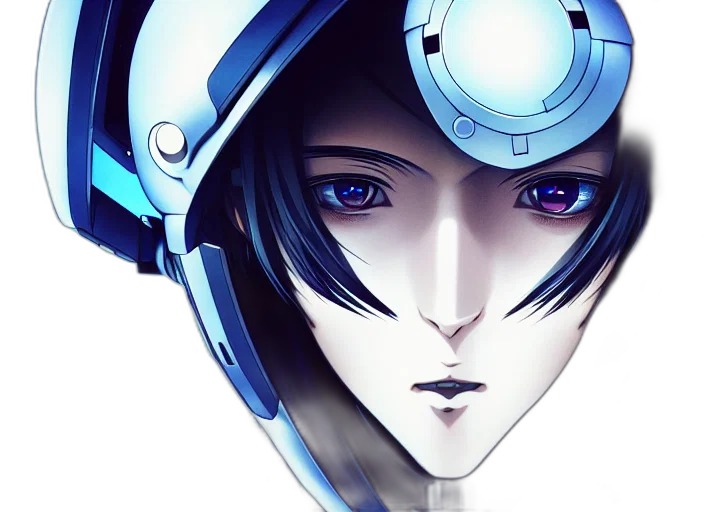 robot, face, anime, cyberpunk transparent PNG cut-out