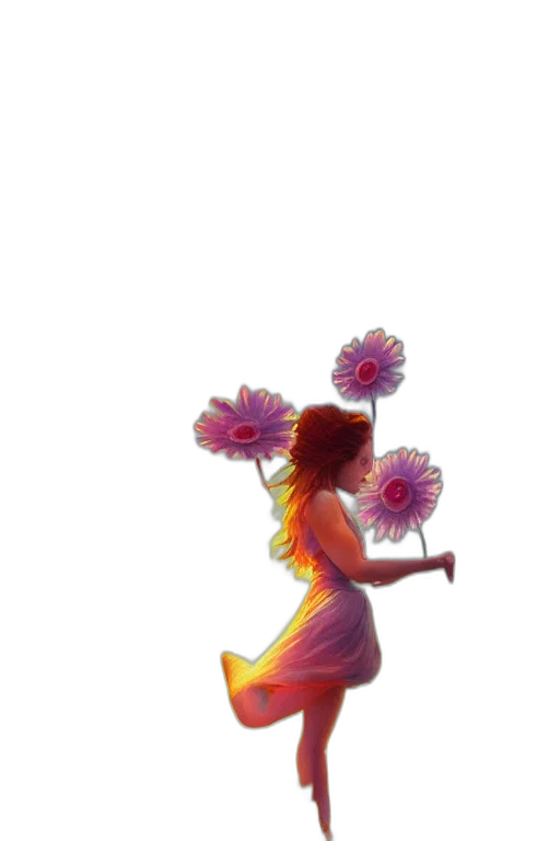 flower, dress, umbrella, staff transparent PNG cut-out