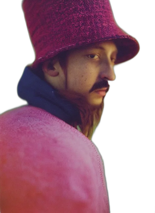 hat, jacket, face, staff transparent PNG cut-out