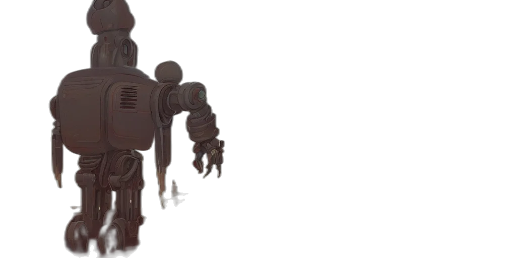 robot, staff, weapon, creature transparent PNG cut-out