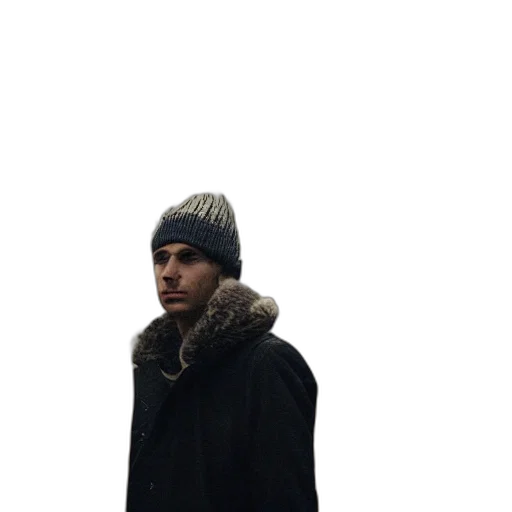 jacket, hat, staff, face transparent PNG cut-out