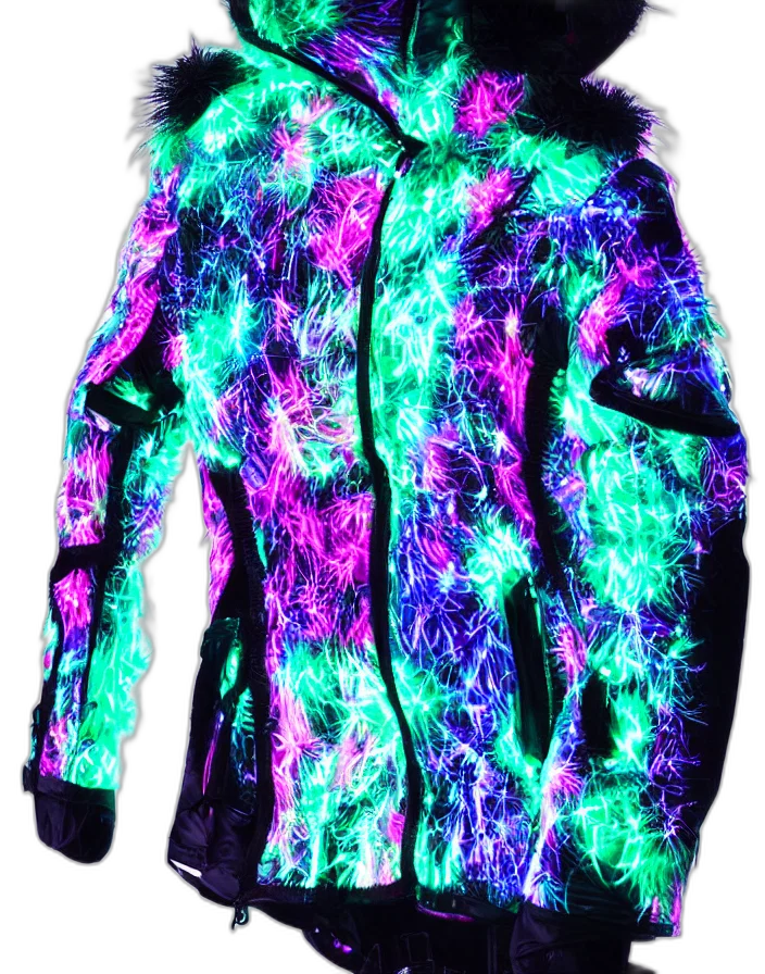 jacket, dress, vaporwave, cyberpunk transparent PNG cut-out