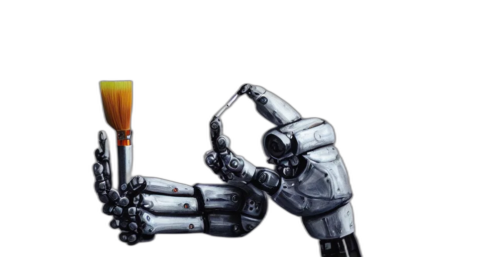 robot, cyberpunk, hand, holding transparent PNG cut-out