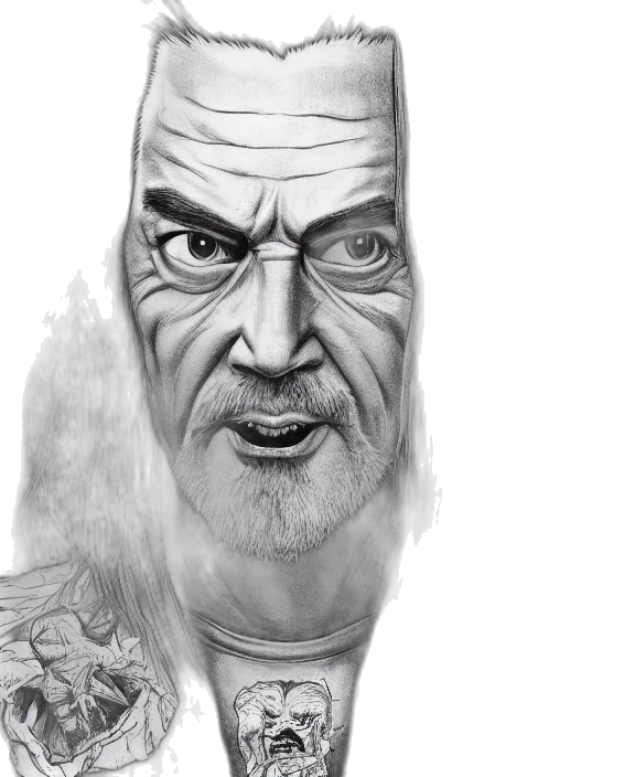 face, concept art, photorealistic, comic book art transparent PNG cut-out