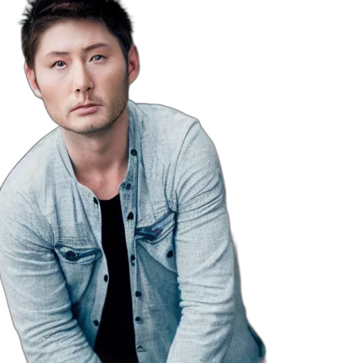 jacket, face, photorealistic, photoshoot transparent PNG cut-out