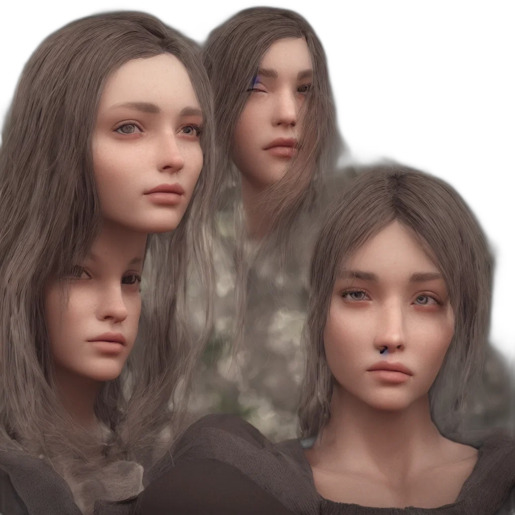 face, hair, creature, 3d render transparent PNG cut-out