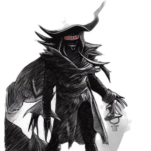 creature, mask, staff, hat transparent PNG cut-out