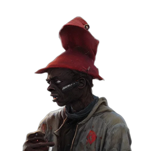 hat, jacket, staff, face transparent PNG cut-out