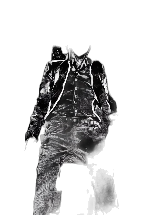 jacket, mask, creature, weapon transparent PNG cut-out