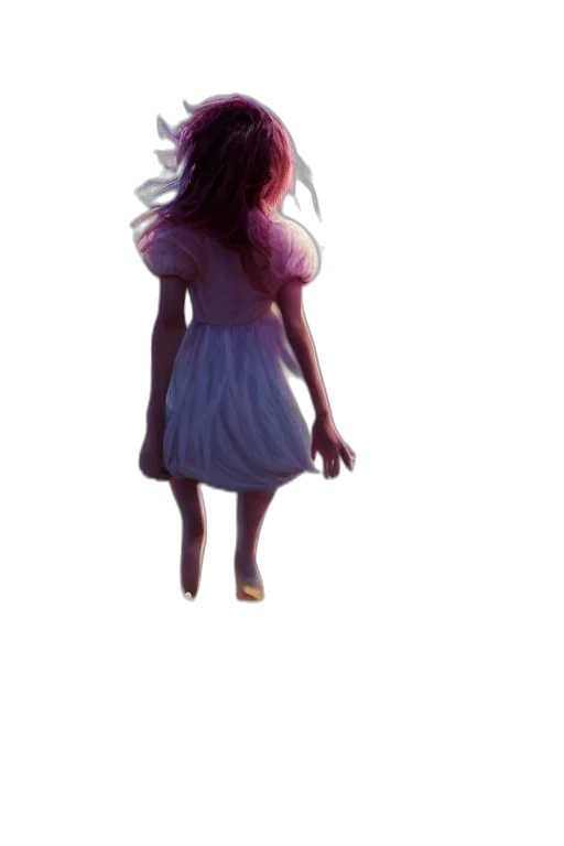 dress, hair, creature, staff transparent PNG cut-out