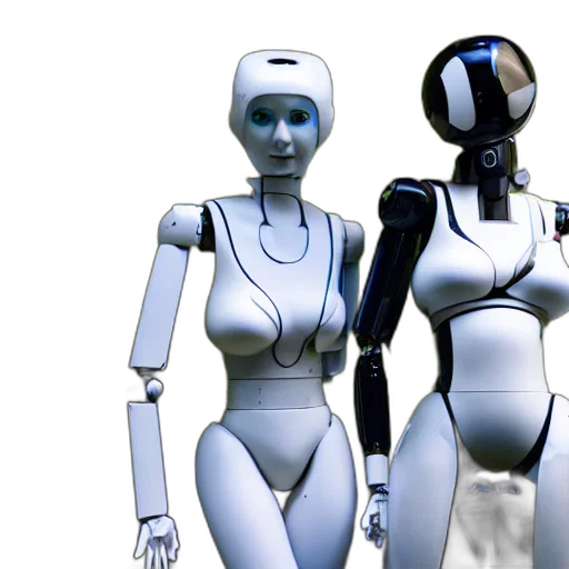 robot, 3d render, concept art, cyberpunk transparent PNG cut-out