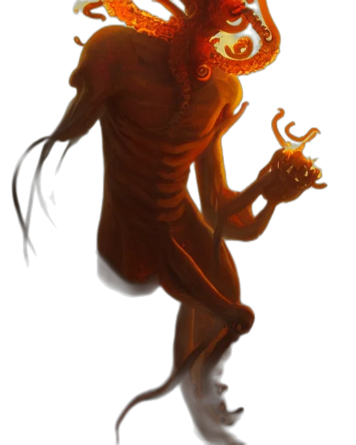 creature, mask, dragon, staff transparent PNG cut-out