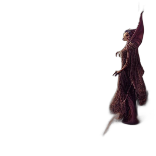 dress, staff, creature, hat transparent PNG cut-out