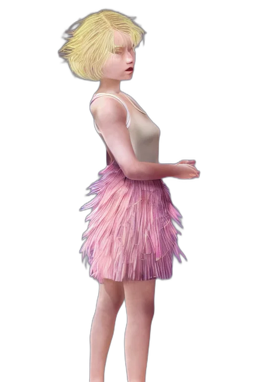 dress, hair, creature, 3d render transparent PNG cut-out