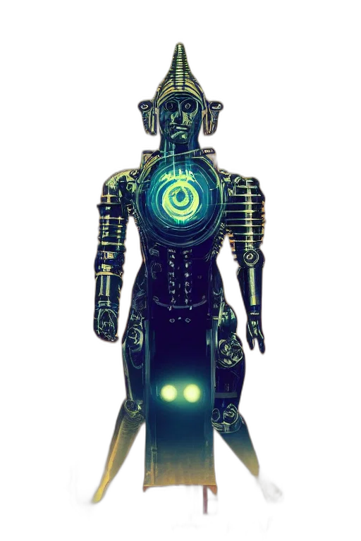 robot, staff, dress, cyberpunk transparent PNG cut-out