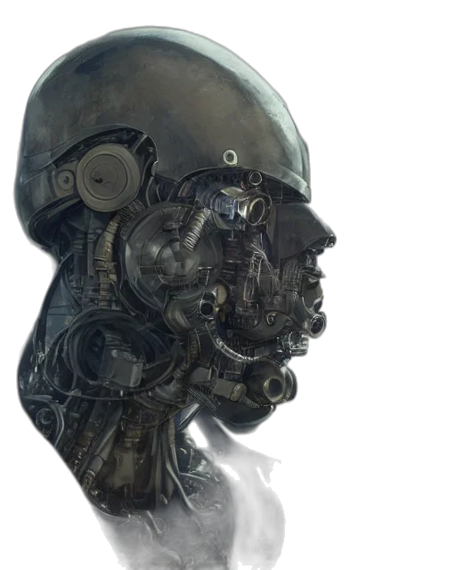 robot, mask, face, concept art transparent PNG cut-out