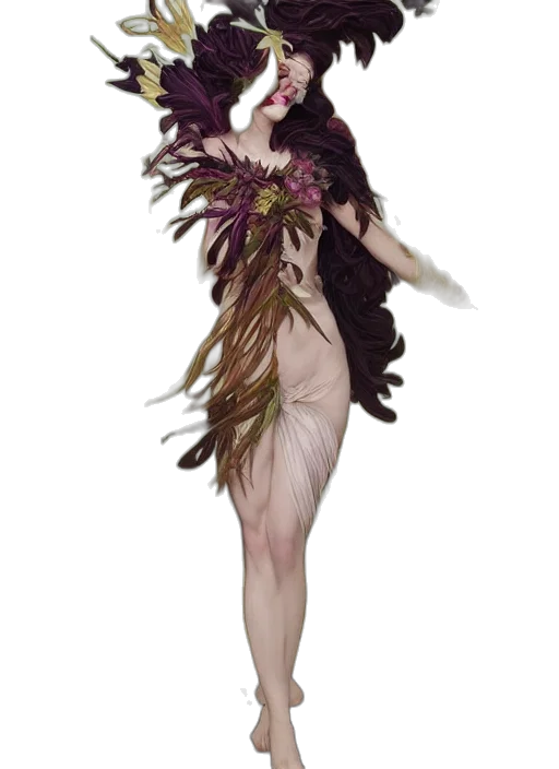 dress, creature, hair, flower transparent PNG cut-out
