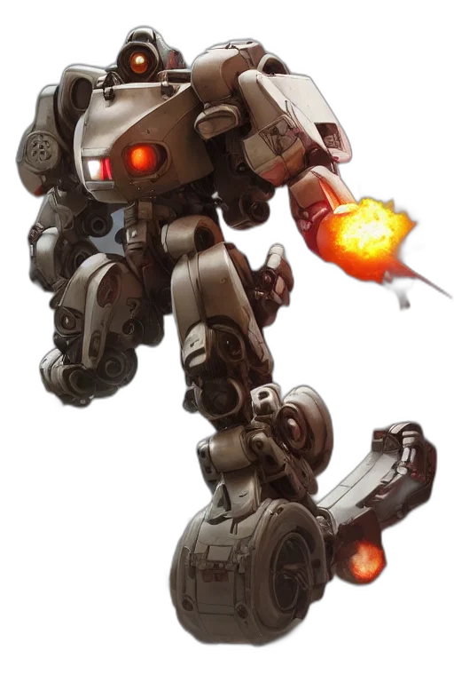 robot, weapon, concept art, 3d render transparent PNG cut-out