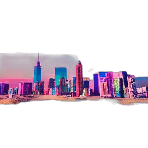 building, bottle, vaporwave, 3d render transparent PNG cut-out