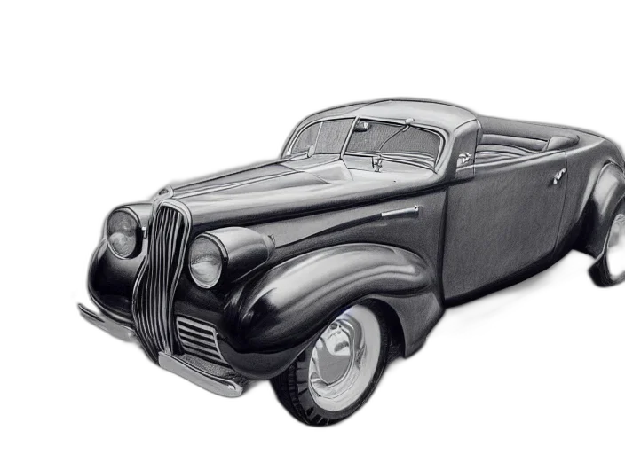 car, photorealistic, pencil sketch, 3d render transparent PNG cut-out