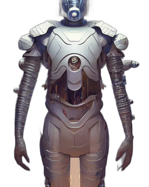 robot, staff, concept art, 3d render transparent PNG cut-out