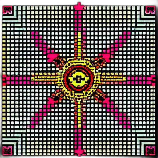 crown, flower, pixel art, neon transparent PNG cut-out