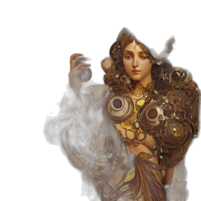 dress, jewelry, staff, fantasy art transparent PNG cut-out