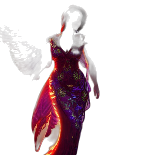 dress, jewelry, creature, 3d render transparent PNG cut-out