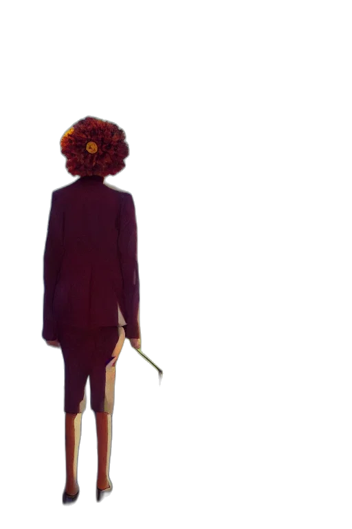 staff, dress, jacket, hair transparent PNG cut-out