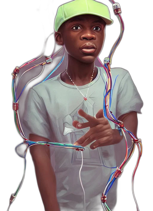 face, concept art, cyberpunk, photorealistic transparent PNG cut-out