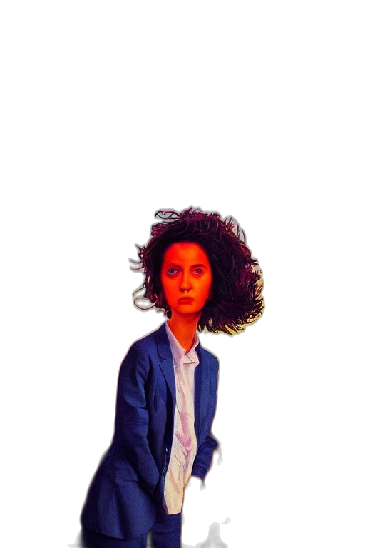 jacket, hair, face, dress transparent PNG cut-out