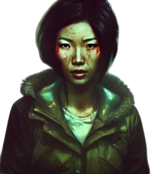 face, jacket, concept art, cyberpunk transparent PNG cut-out