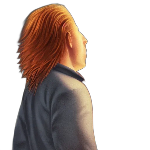 hair, face, jacket, staff transparent PNG cut-out