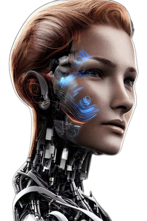robot, face, cyberpunk, concept art transparent PNG cut-out
