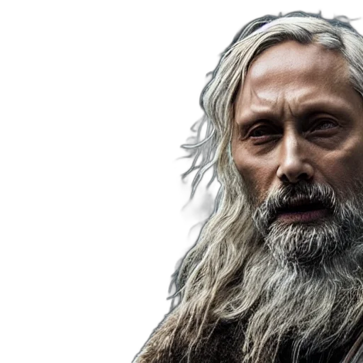 photorealistic, mads, mikkelsen, odin transparent PNG cut-out