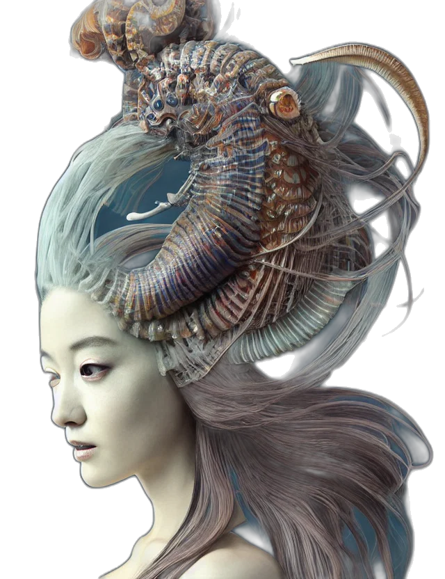 dragon, creature, mask, hair transparent PNG cut-out