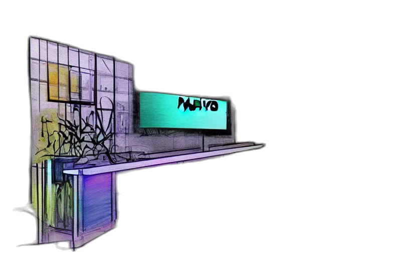 building, 3d render, vaporwave, concept art transparent PNG cut-out
