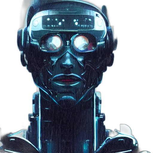 robot, face, cyberpunk, concept art transparent PNG cut-out