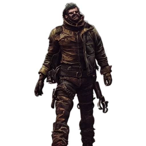 jacket, staff, weapon, mask transparent PNG cut-out