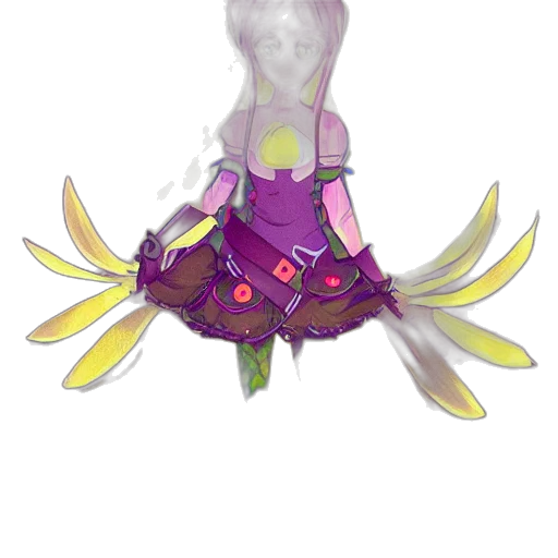 flower, dress, staff, creature transparent PNG cut-out